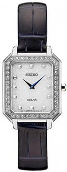 Seiko Women's Stainless Steel Japanese Quartz Leather Calfskin Strap, Blue, 0 Casual Watch (Model: SUP429)