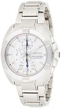 Seiko Men's SNDZ19 Velatura Stainless Steel White Dial Chronograph Watch