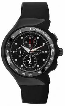 Seiko Men's SNAD45P2 Streamline Black Rubber Strap Chronograph Alarm Watch