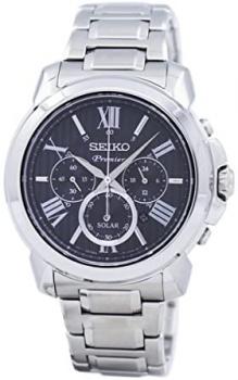 Seiko Premier Solar Chronograph Black Dial Men's Watch SSC597