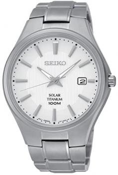 Seiko SNE375 Solar White Dial Titanium Mens Watch
