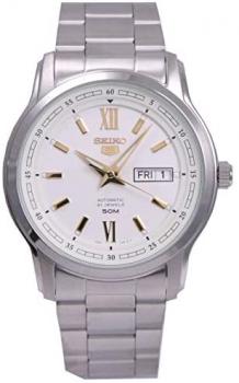 Seiko 5 SNKP15 K1 Silver with White Dial Men's Classic Automatic Analog Watch