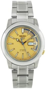 Seiko Men's SNKK29 Stainless Steel Analog with Gold Dial Watch