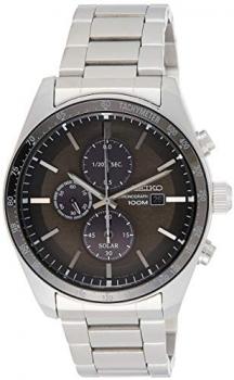 Seiko Mens Chronograph Solar Powered Watch with Stainless Steel Strap SSC715P1