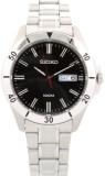 Seiko Men's Black Dial Silver Toned Stainless Steel Watch SGGA75