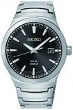 Seiko Solar Black Dial Stainless Steel Mens Watch SNE291 by Seiko Watches