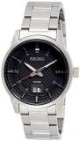 Seiko Men's 40.8mm Steel Bracelet &amp; Case Hardlex Crystal Quartz Black Dial Analog Watch SUR269P1