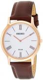 Seiko Men's Year-Round Stainless Steel Quartz Watch with Leather Strap, Brown, 20 (Model: SUP854P1)