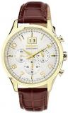 Seiko Chronograph Silver Dial Brown Leather Mens Watch SPC088