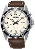 Seiko Men's Analog Kinetic Watch with Brown Leather Strap - SKA787P1