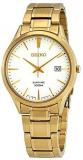 Seiko neo Classic Mens Analog Quartz Watch with Stainless Steel Gold Plated Bracelet SGEH72P1