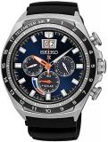 Seiko Men's 44.9mm Black Silicone Band Steel Case Sapphire Crystal Solar Blue Dial Analog Watch SSC605