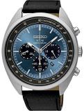 Seiko Men's 45mm Black Leather Band Steel Case Hardlex Crystal Solar Blue Dial Analog Watch SSC625P1