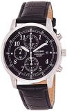 Seiko Men's SNDC33 Classic Black Leather Black Chronograph Dial Watch