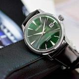 SEIKO PRESAGE"Mockingbird" Cocktail Green Dial with Brown Leather Watch SRPD37J1