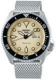 Seiko 5 Sports Cream Dial Silver Steel Mesh Bracelet Automatic Men's Watch SRPD6...