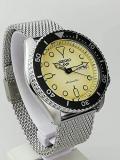 Seiko 5 Sports Cream Dial Silver Steel Mesh Bracelet Automatic Men's Watch SRPD67K1 Mens Watches