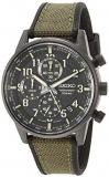 Seiko Men's Chronograph/Essentials Stainless Steel Japanese Quartz With Silicone Strap, Green (Model: SSB373)