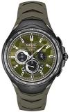 Seiko Men's Stainless Steel Japanese Quartz Silicone Strap, Green, Casual Watch (Model: SSC747)