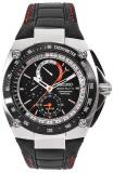 Seiko Men's SPC047P2 Sportura Black Leather Strap Black Chronograph Dial Watch