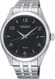 Seiko Men's Year-Round Solar Powered Watch with Stainless Steel Strap, Grey, 22 (Model: SNE489P1)