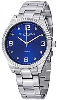 Stuhrling Original Men's 607G.03 &quot;Classique Allure&quot; Stainless Steel Watch with Diamonds