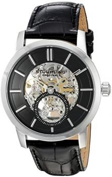 Stuhrling Original Men's 'Legacy' Mechanical Hand Wind Stainless Steel and Black Leather Dress Watch (Model: 924.02)