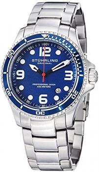 Stuhrling Original Mens &ldquo;Specialty Grand Regatta&rdquo; Stainless Steel Professional Swiss Quartz Dive Watch with Date