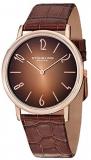 Stuhrling Original Men's 140A.03 &quot;Cuvette Contra&quot; Rose Gold-Tone Stainless Steel and Brown Leather Band Ultra-Slim Watch
