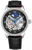 Stuhrling Original Men's 835.02 Special Reserve Automatic Skeleton Stainless Steel Watch with Black Leather Band