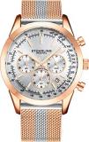 Stuhrling Original Chronograph Mens Watch Analog Watch Dial with Date - Tachymeter, Leather or Mesh Band - 3975 Watches for Men Collection