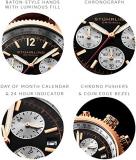 Stuhrling Original Men's 669.04 Analog Monaco Quartz Chronograph Date 16K Rose Gold Plated Brown Genuine Leather Strap Watch