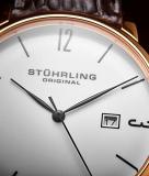 Stuhrling Original Men's 997L.04 Ascot Date Brown Leather Strap Watch