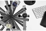 Stuhrling Original Mens Minimalist Swiss Quartz Stainless Steel Dress Wrist-Watch, Quick-Set Date, 2 Easy-Interchangeable Leather Straps – 555AZ Series