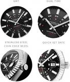 Stuhrling Original Mens Stainless Steel"Northstar" GMT Watch, Swiss Quartz, Dual Time, Quickset Date, Fluted Bezel, Tapered Brushed/Polished Bracelet – Northstar Watches Collection
