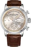 Stuhrling Original Mens Leather Watch Chronograph Pulsometer - Stainless Steel C...