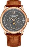 Stuhrling Original Mens MoonPhase Dress Watch - Stainless Steel Case and Leather Band - Analog Dial with Day of The Week and Date Celestia Mens Watches Collection