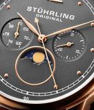 Stuhrling Original Mens MoonPhase Dress Watch - Stainless Steel Case and Leather Band - Analog Dial with Day of The Week and Date Celestia Mens Watches Collection