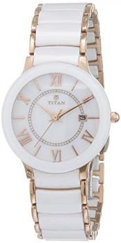 Titan Women's Ceramic Analog White Dial Watch