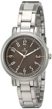 Titan Women's Neo Analog-Quartz Watch with Brass Strap, Silver, 12 (Model: 2554SM02)