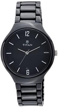 Titan Men's Ceramic Analog Black Dial Watch