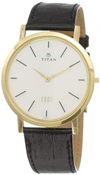 Titan Men's 1595YL01 Edge - Ultra Slim - Black Leather Strap Watch