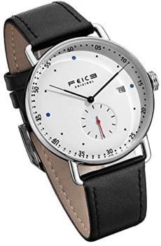 FEICE New Men's Automatic Watch Unisex Classic Bauhaus Mechanical Watch Curved Mirror Waterproof Casual Dress Watches with Leather Bands -FM506