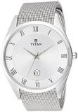 Titan Silver Dial Slim Workwear Watch for Men-90054SM01