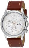 Mens White Dial Leather Multi-Function Watch - 185SL1