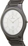 Titan Edge Men’s Ceramic Watch – Ultra Slim, Quartz, Water Resistant, Ceramic Strap – Brown Band and Silver Dial