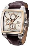 Jorg Gray JG6300-38 Rectangular Watch with Brown Italian Crocodile Leather Pattern with Deployment Butterfly Buckle
