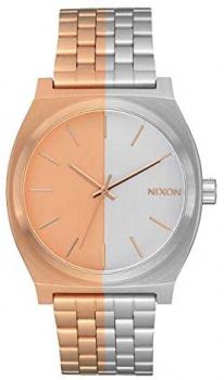 NIXON Time Teller A045 - Rose Gold/Split - 100m Water Resistant Men's Analog Fashion Watch (37mm Watch Face, 19.5mm-18mm Stainless Steel Band)