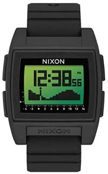 NIXON Base Tide Pro A1212 - Black/Green Positive - 100m Water Resistant Men's Digital Surf Watch (42mm Watch Face, 24mm Pu/Rubber/Silicone Band)