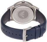 Emporio Armani Men's Dress Stainless Steel Quartz Watch with Leather Calfskin Strap, Blue, 22 (Model: AR11119)